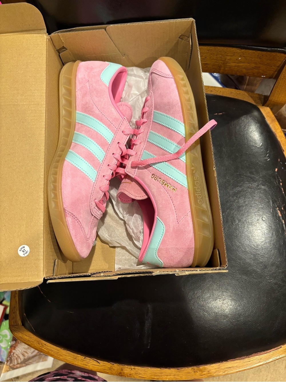 adidas Pink Suede Sneakers with Mint Stripes and Gum Sole